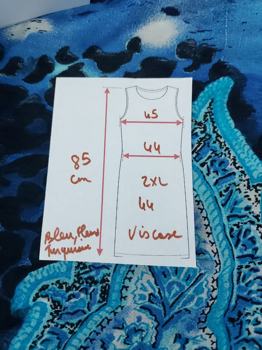 44 Robe bleu imprimé