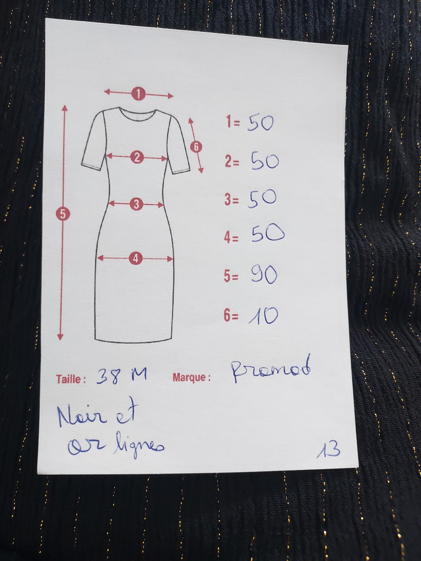 38 Promod Robe courte noire et doré