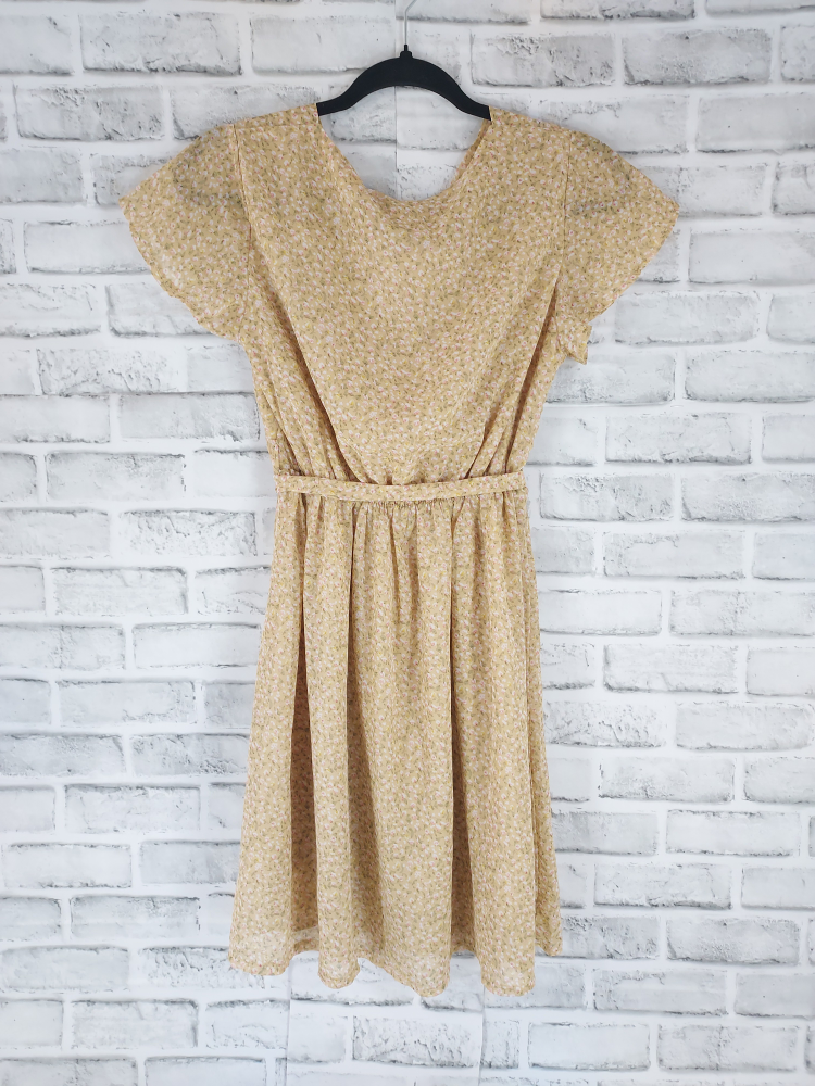 S/M Robe d' été jaune fleuri