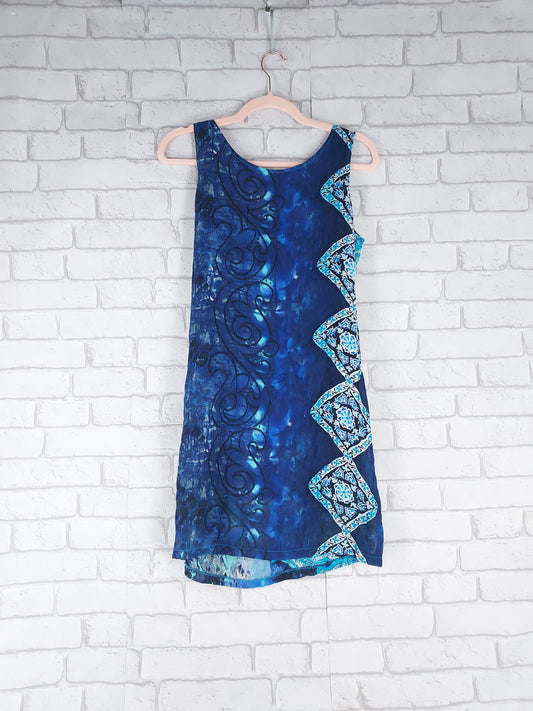 44 Robe bleu imprimé