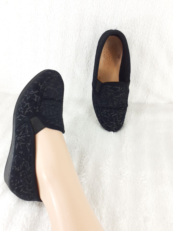 38 chaussons noir dessous cuir