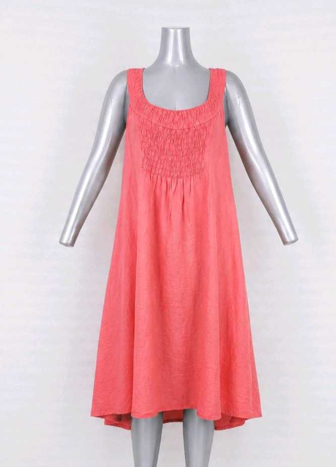 Robe corail fluide en lin taille universelle