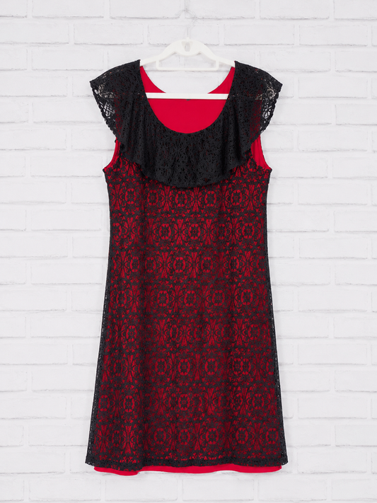 46 Robe rouge et noir dentelle
