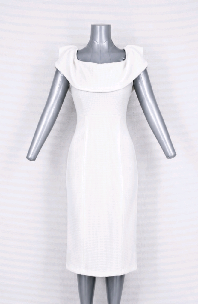 Robe blanche Zara T36 S à col drapé