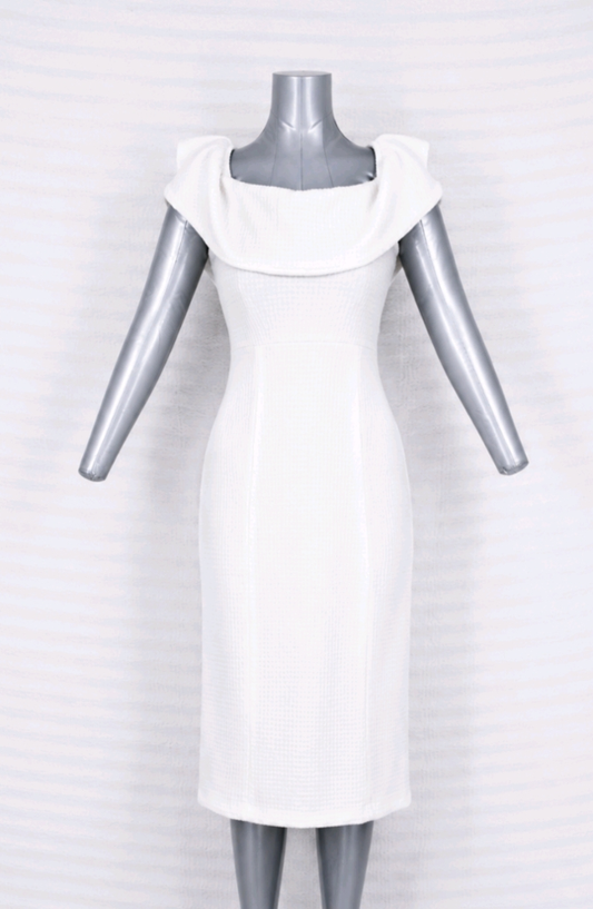Robe blanche Zara T36 S à col drapé